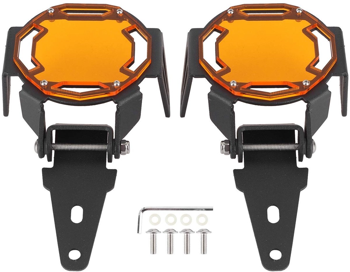 Dailygoods - Mistlamp Protector - Motorrijders - Aluminium Beschermhoes - Oranje - LED Lamp Protector - Geschikt voor R1200GS / R1250GS Adventure LC