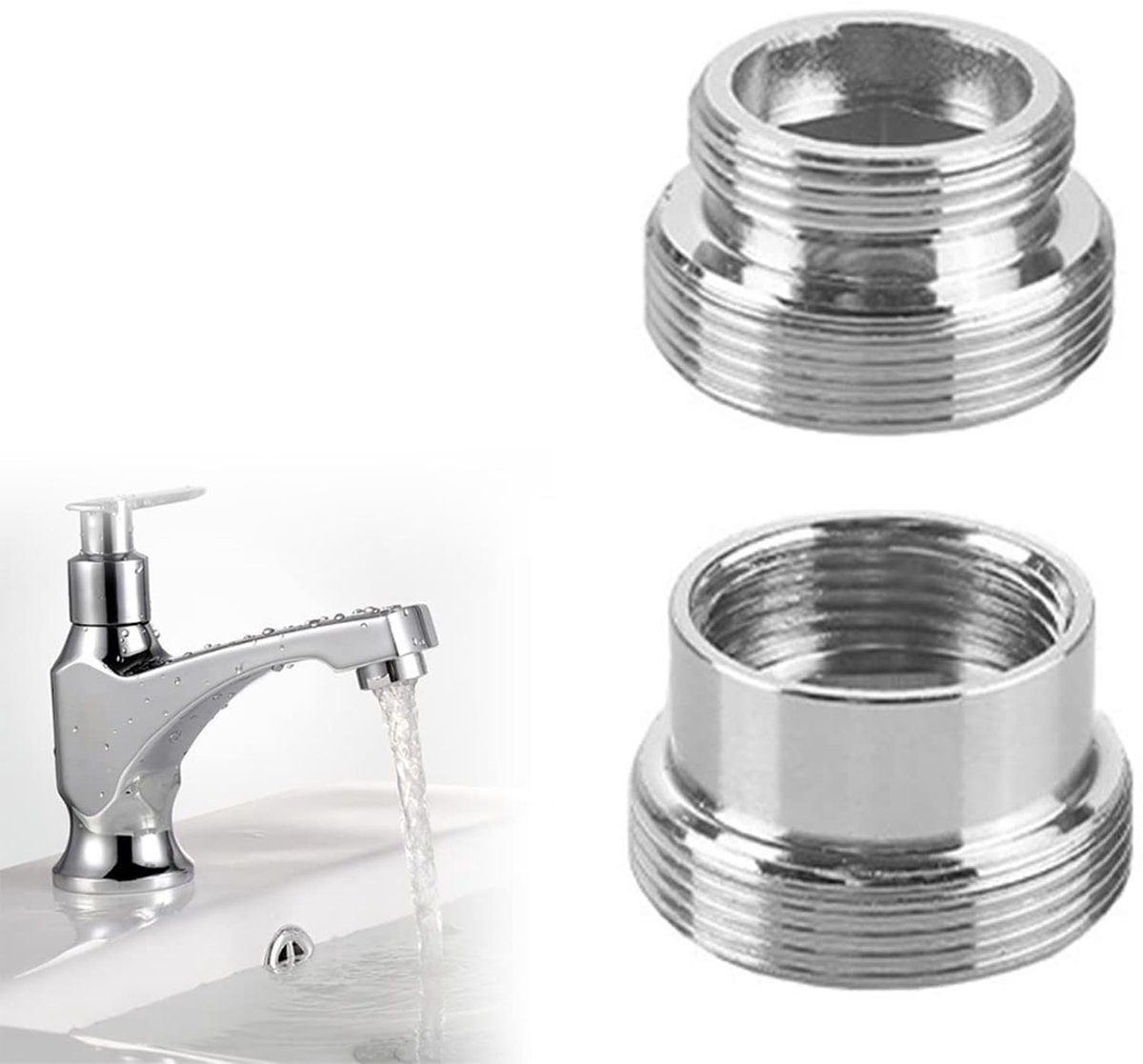 Cosensi - Faucet Adapter - 2 Stuks - Metalen Kwaliteit - 16mm naar 22mm - 22mm naar 16mm -