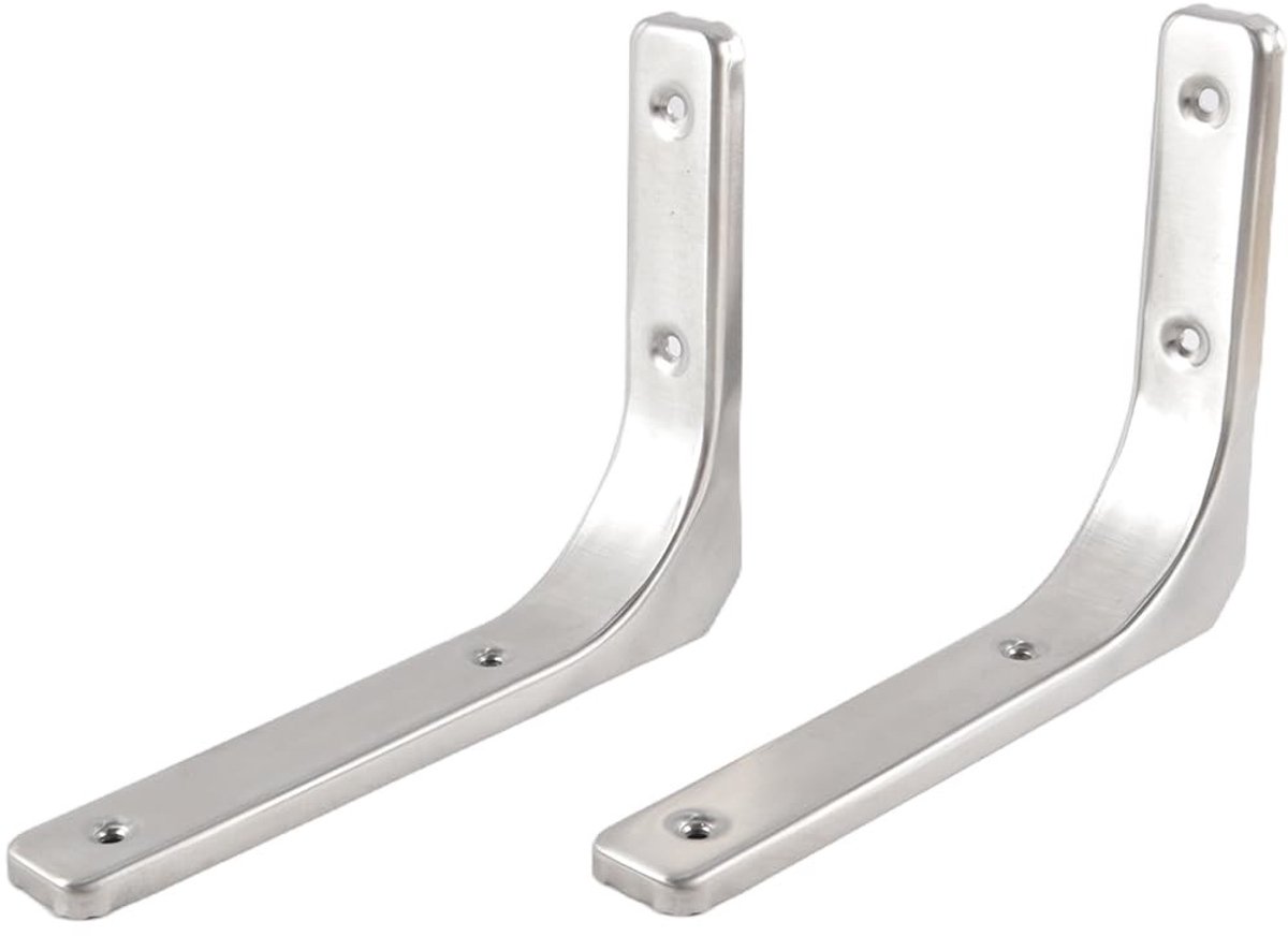 NTH products - 2 Stuks Robuuste Roestvrijstalen Plankbeugels L-vormig voor Wandmontage