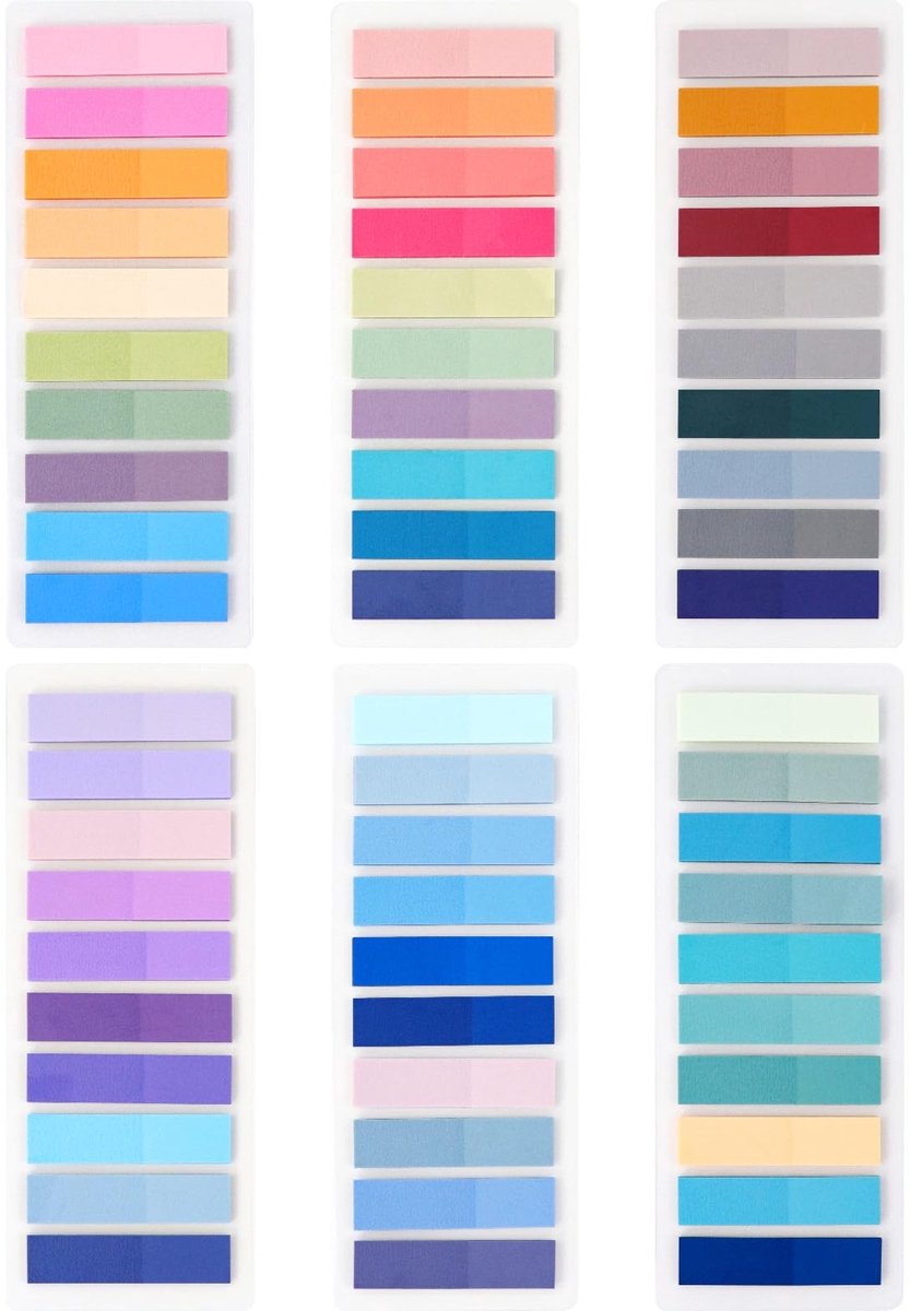 Dailygoods- Bladwijzers 1200 Stuks - Zelfklevende Indextabs - Morandi Kleuren - Sticky Notes - Bladwijzer Boekenlegger - Ideaal voor Thuis/School/Kantoor