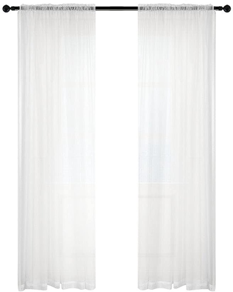 Dailygoods- Gordijnen 2 Panelen Wit - Semi Transparant - Voile Drapes - 137 x 213 cm - Woo