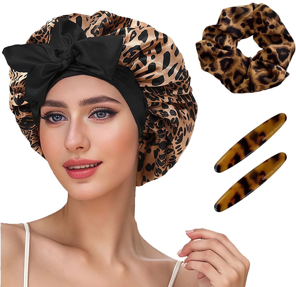 Dailygoods- Haarbonnet Satijn - Dubbellaags - Elastische Band - Antikroes - Verstelbaar - Voorkomt Haaruitval - Nachtmuts