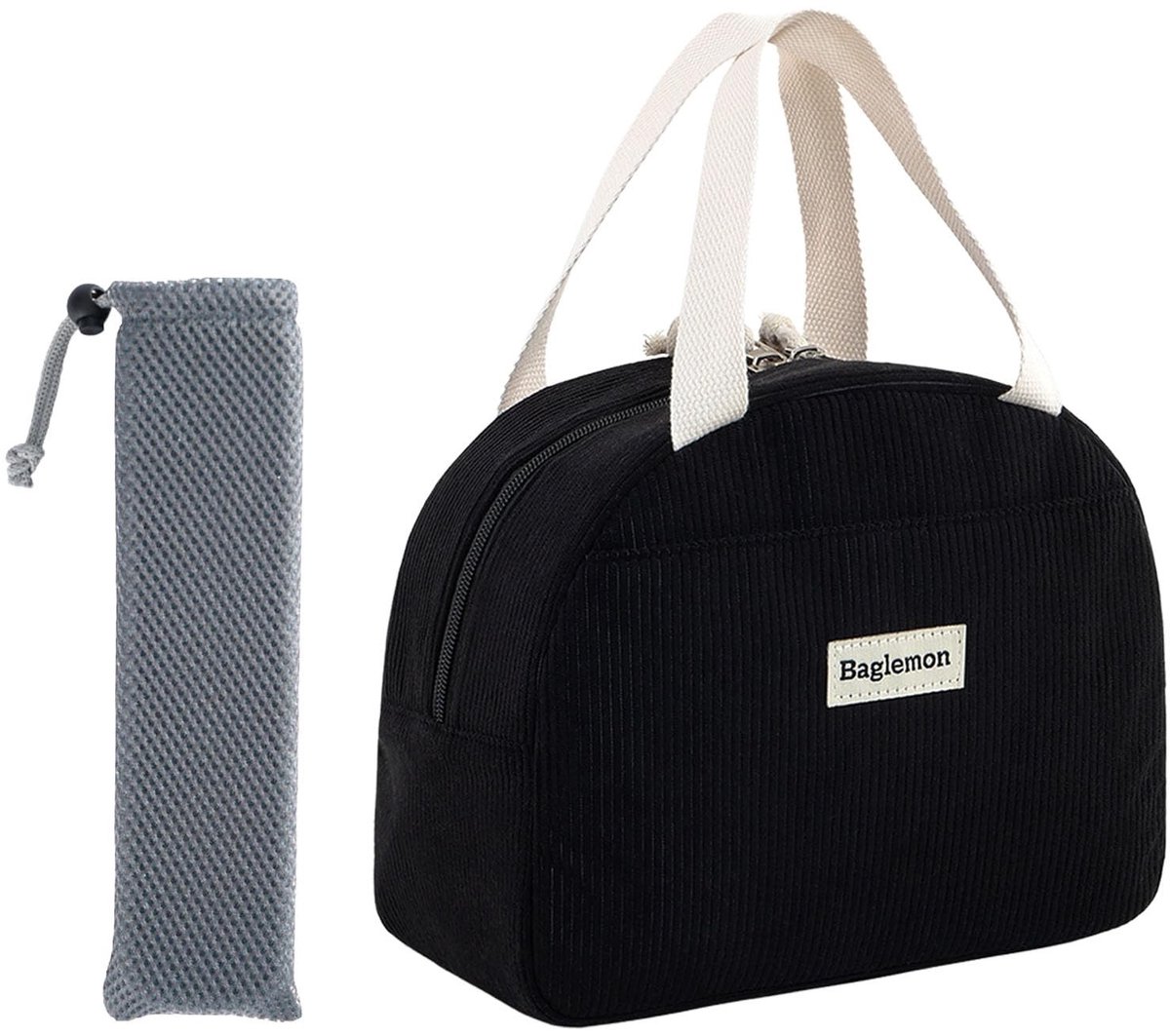 Dailygoods- Lunchtas Geïsoleerd - Herbruikbaar - Lekvrij - Voor Volwassenen - 25 x 13 x 15 cm - Beige met Bloemen - Koeltas