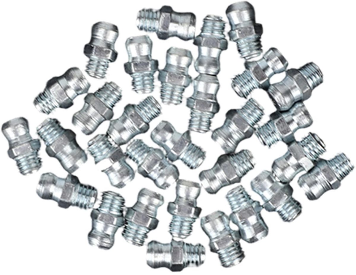 Dailygoods- Vetnippel Set 30 Stuks - 1/4"-28 SAE Draad - Gegalvaniseerd Staal - Voor Auto/Machinerie - Ideaal voor Onderhoud - Vetfitting