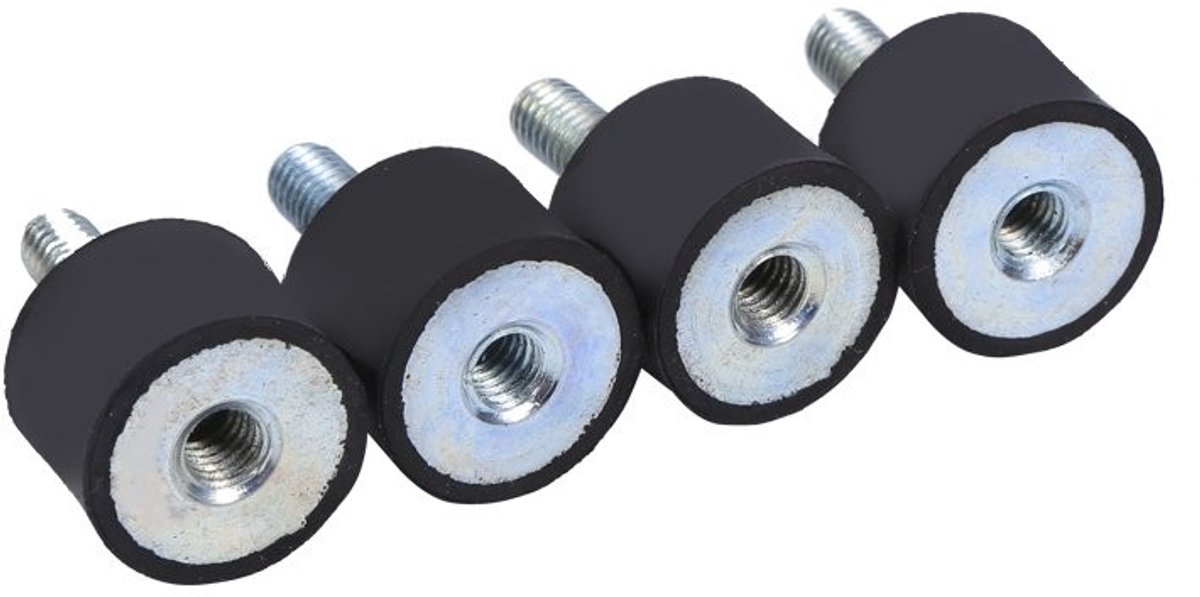 Dailygoods- Schokdempers Rubber - Antivibratie - Silentblock Isolator - Voor Luchtcompressoren - Voor Dieselmotoren - M6/M8 Schroefdraad - Zwart/Zilver - Trillingsdempers