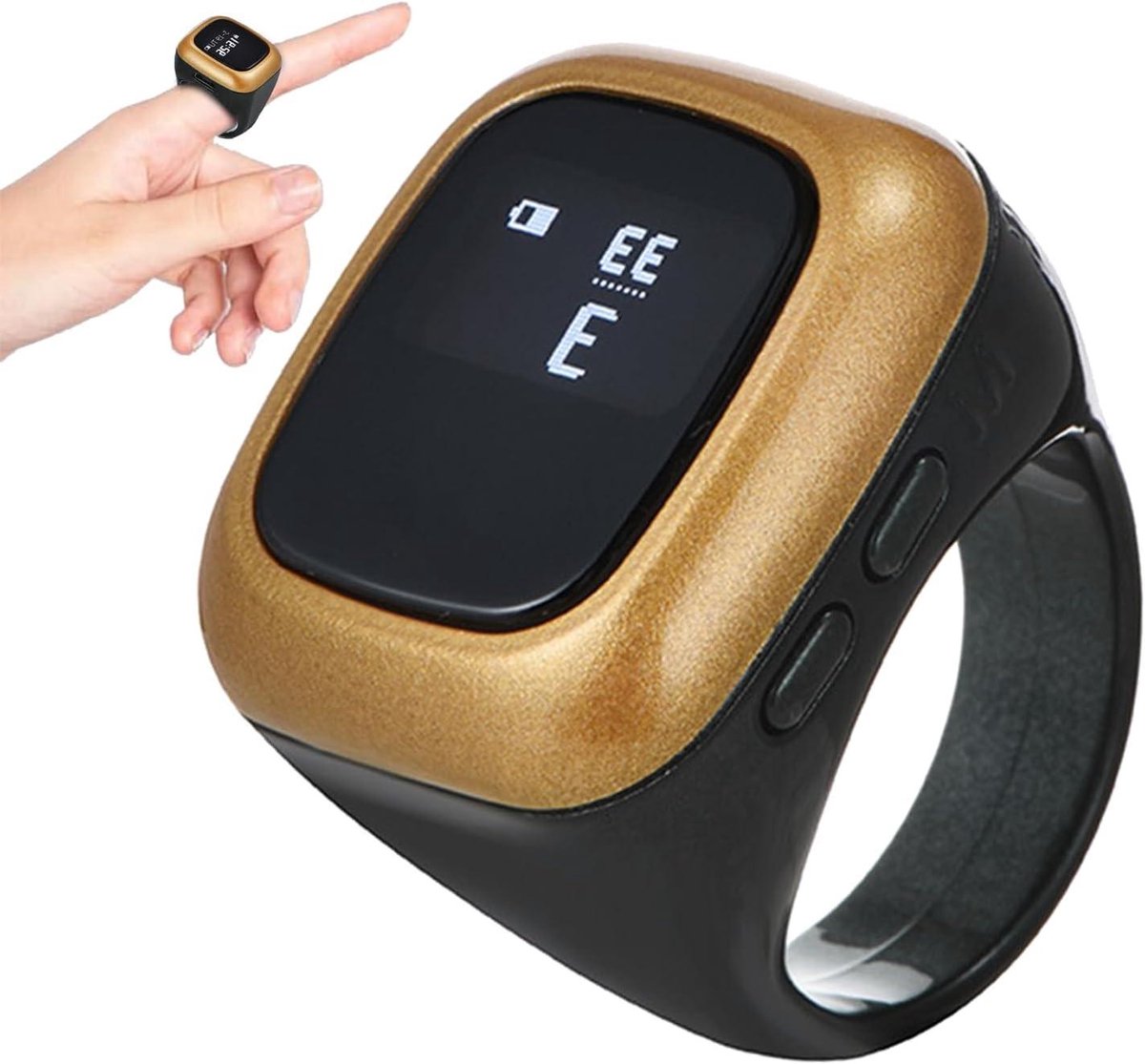 Gebedsvingerteller - Digitale ring - Nauwkeurig tellen - Tijdweergave alarm - Ringmaat S - Zwart