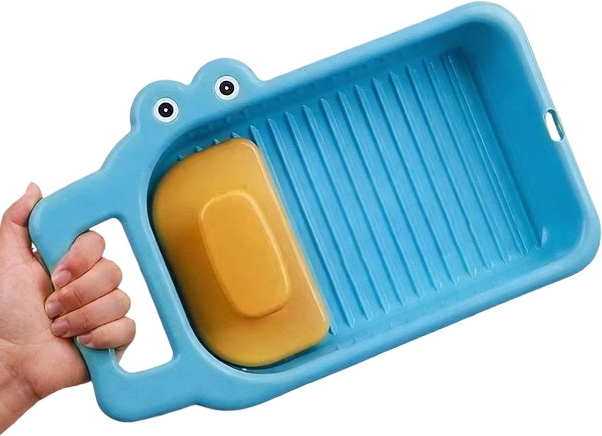 Mini Wasbord Handwasbord Wasplank Vlekken Verwijderen Krokodilpatroon 34 x 20 x 6 cm Blauw