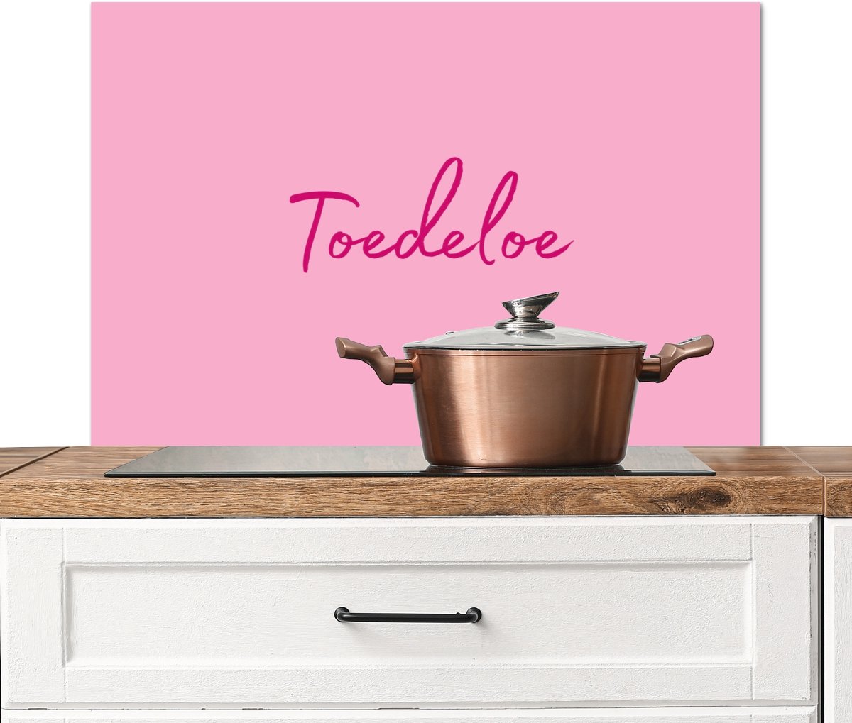 KitchenYeah Spatscherm keuken 80x55 cm Kookplaat achterwand Toedeloe Roze Minimalistisch Muurbeschermer Spatwand fornuis Hoogwaardig aluminium