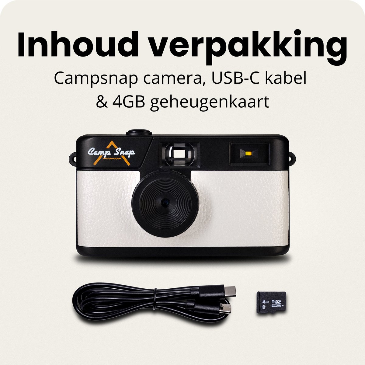 Campsnap Digitale Camera - Schermvrije Retro Fotocamera - 8 Megapixel - 2000 foto's - Minimalistisch Vintage Design - Met Flits - Oplaadbaar - 4GB - Wit thumbnail 7