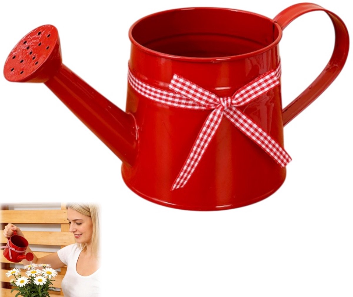 Gieter - Sproeikan - Bewateringsapparaat - Tuingieter - Woondecoratie - Tuinaccessoires - Geschikt voor thuis - Winkel - Bloemist - Rood - 12*10,5*11 cm - 1 liter