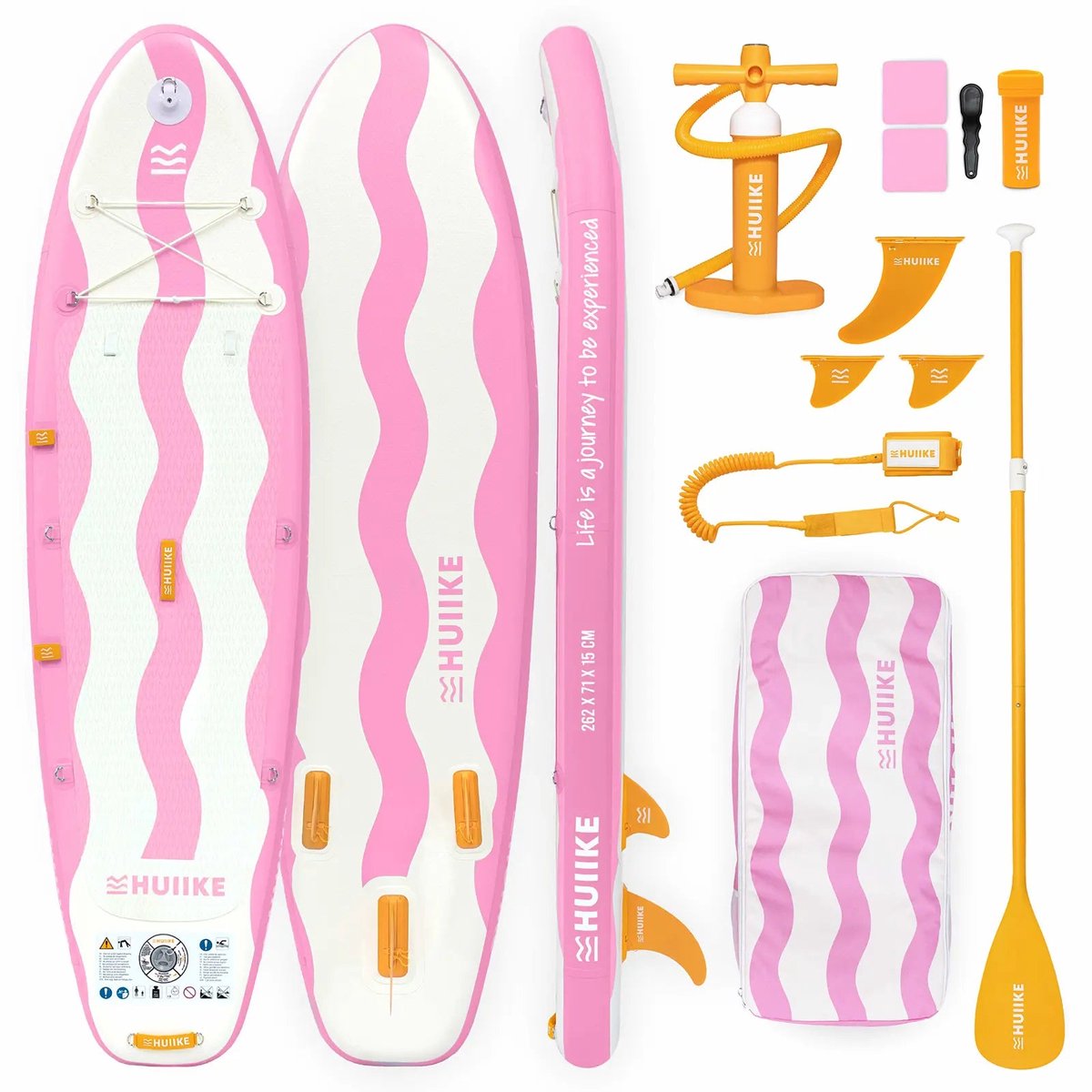 HUIIKE SUP Board - Opblaasbaar Paddle Board voor Kinderen met Accessoires, Peddel, Vinnen, Pomp - Stand Up Paddle Hoge Stabiliteit - 262 x 71 x 15 cm - Max. 80 kg