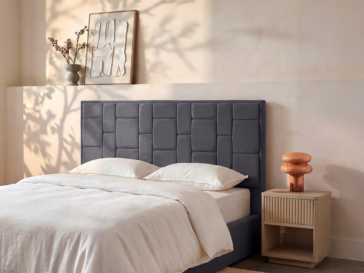 Vente-unique Hoofdbord 180 cm - Fluweel - Donkergrijs - HERMINE