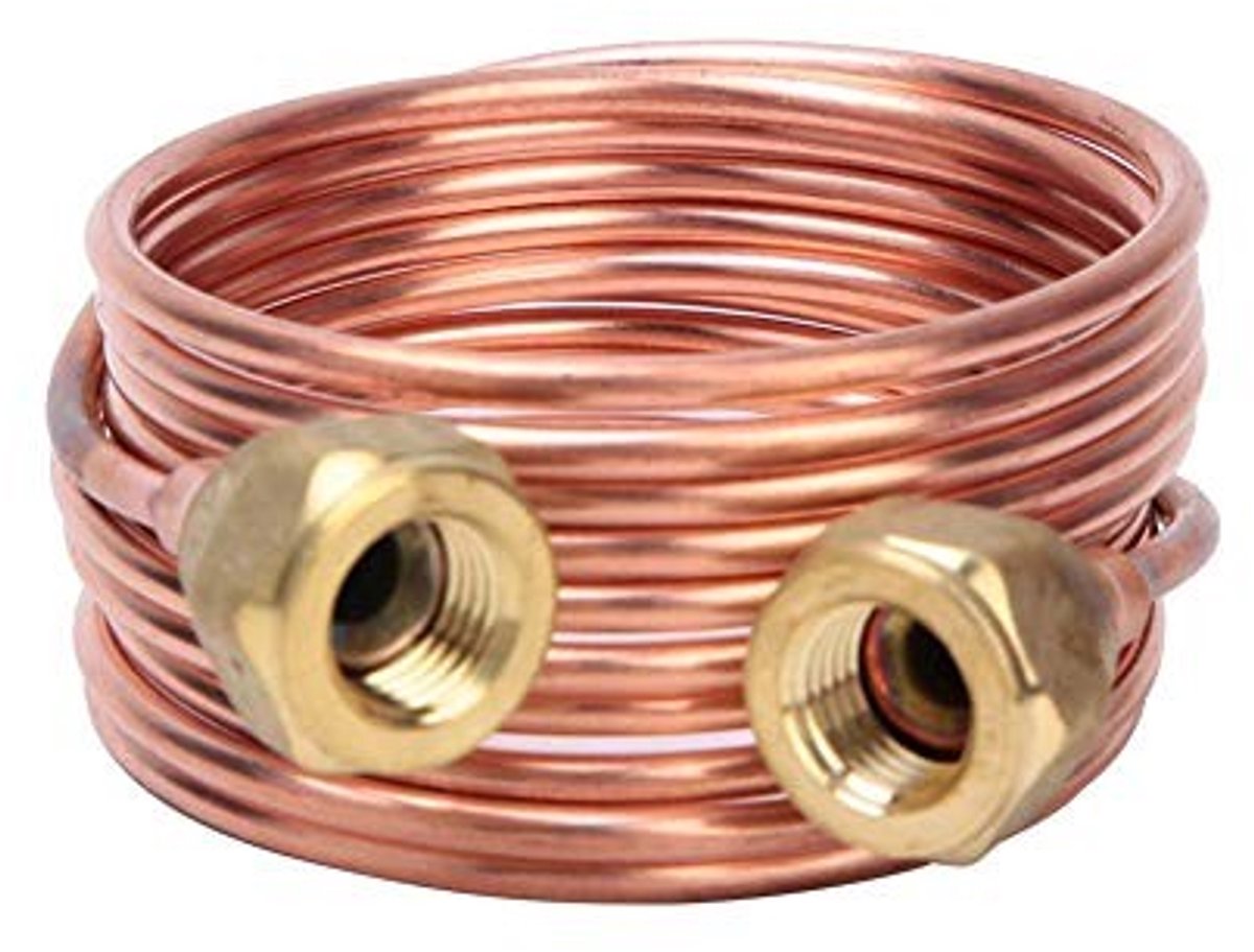 Dailygoods- Capillaire Buis - Flexibele Koelbuis - Koperen Buis - G1/4 Aansluiting - 2,8 mm - 2000 mm Lengte - Hoge Temperatuur Weerstand