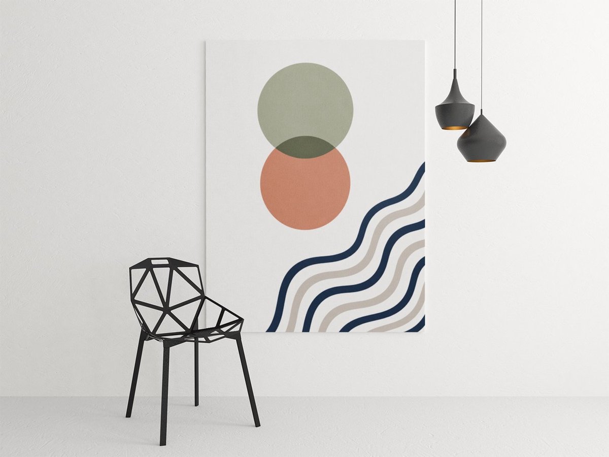 Trendex Global Canvas Schilderij Abstract - Abstracte Cirkels en Golven - 75 x 100 cm Kleurrijk