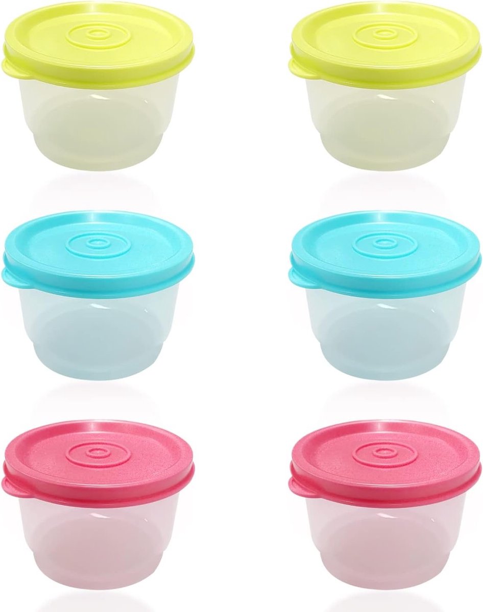 Set van 6 Herbruikbare Voedselopslagdozen met Deksel, Lekvrije en Stapelbare Keukencontainers voor Magnetron, Vriezer en Vaatwasser (160 ml)