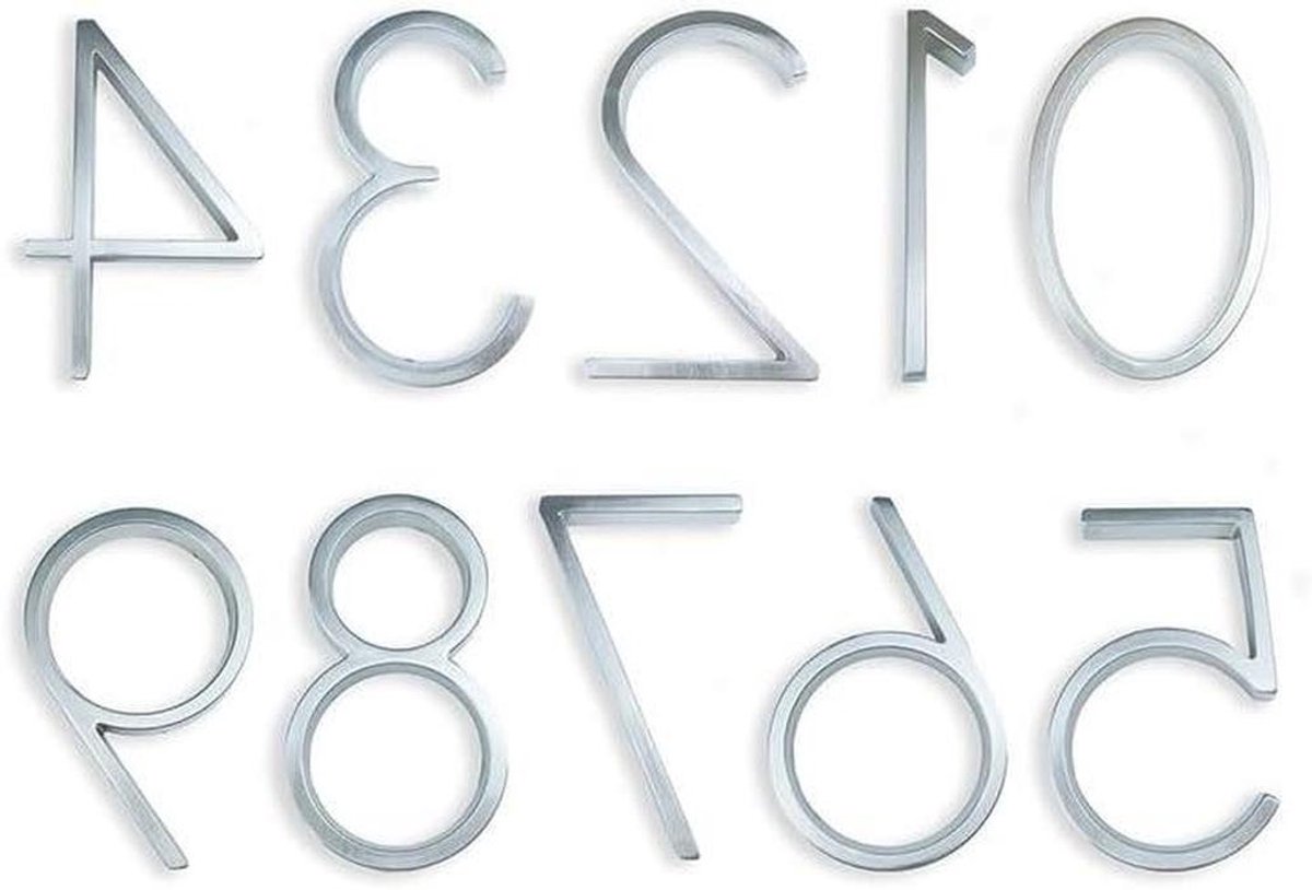 Huisnummer Zink - Deurnummer Zwevend - Huis Identificatie - Weerbestendig Materiaal - 12 cm Hoog - Zilver