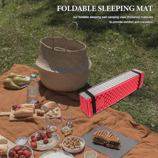 Opvouwbare slaapmat - Kampeer- en picknickmat - Buitenactiviteiten en reizen - Vochtbestendig en lichtgewicht - 186 x 60 cm - Veelkleurig — afbeelding 2