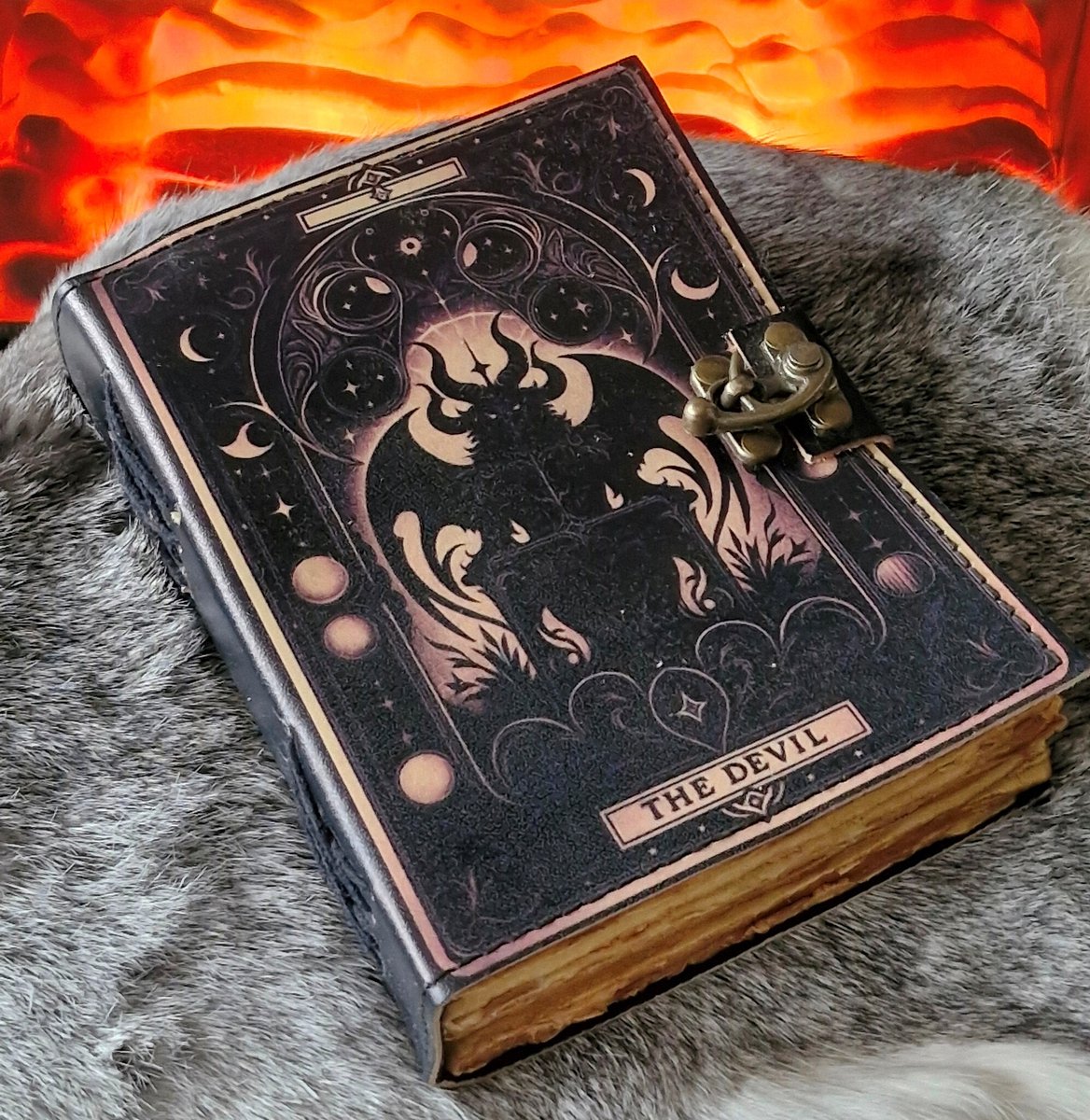 Leren Notitieboek - The Devil - 18x13cm - Grimoire Leren Notitieboek - Leren Journal - Notitieboek - Schrijfboek - Journal - Schetsboek - Notebook - Notitieboek met Grim Reaper - Reaper journal