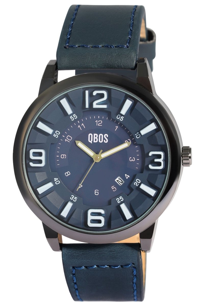 QBOS Herenhorloge van imitatieleer 2900251 QBOS herenhorloge met imitatieleren band