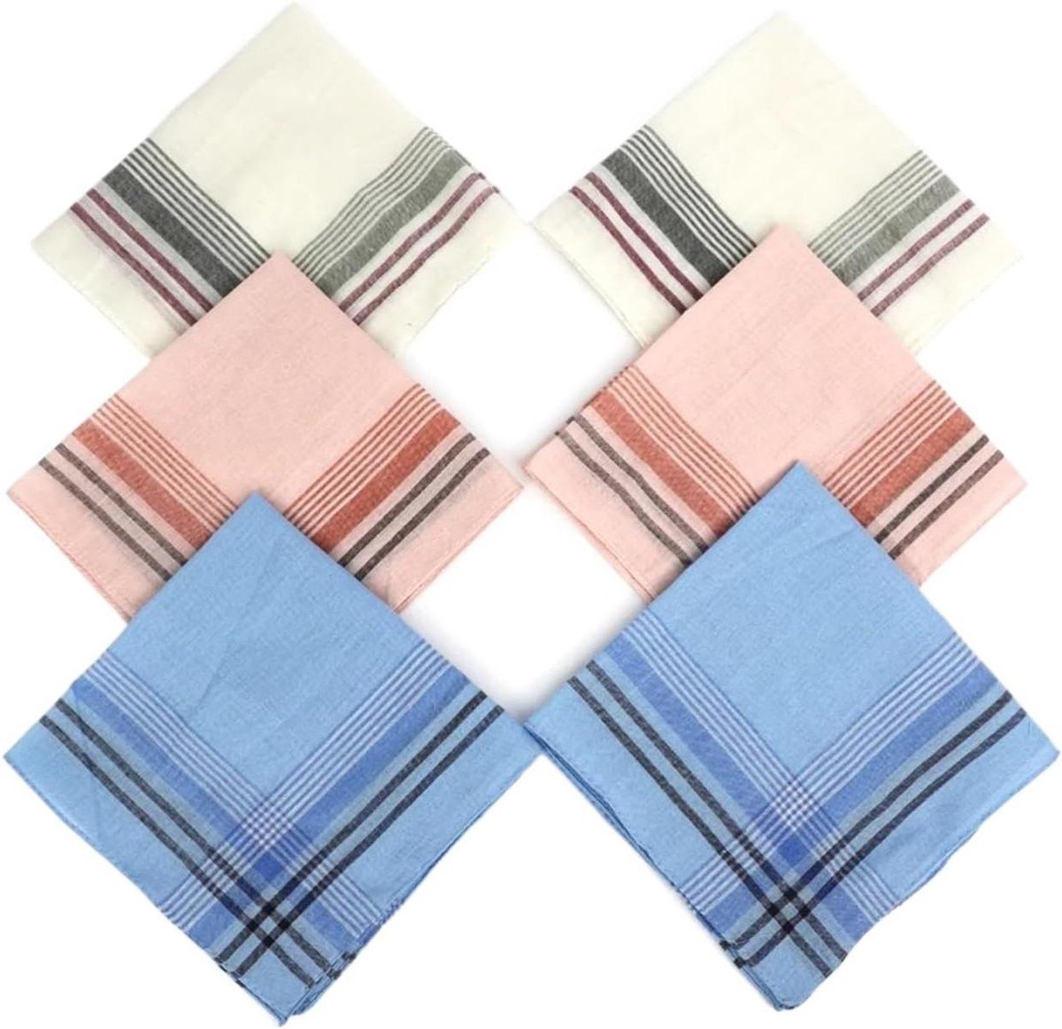 Heren Zakdoeken - Zakdoekjes Pocket Handdoek - Dagelijks Gebruik - Klassiek Plaid Gestreepte Stijl - 36 x 36 cm