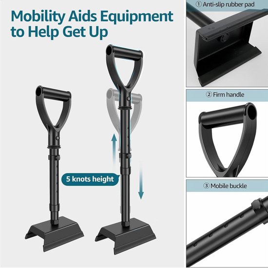 Staande Hulpmiddelen - Mobiliteitstool - Veilig Opstaan - In Hoogte Verstelbaar - 44-54 cm - Grijs — afbeelding 4
