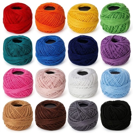 Kit de fils multicolores 16 pièces fil de coton fil à coudre fil à broder mini pelotes couleurs unies fil artisanal pour la broderie le crochet et les projets de bricolage convient pour le point de croix et les applications créatives