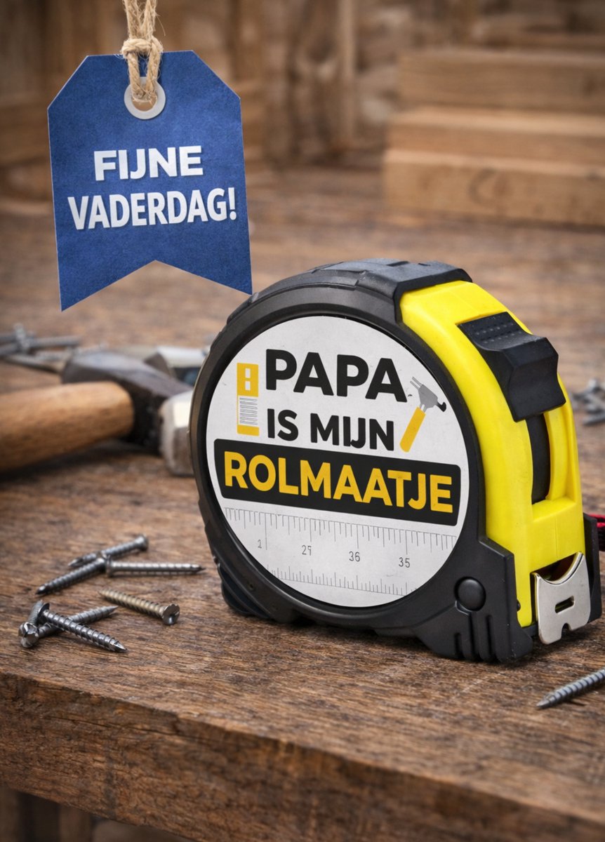 Rolmaat Papa is mijn rolmaatje – Vaderdag cadeau papa – Origineel cadeau voor vader – Cadeau man – Meetlint 5 meter – Klusser cadeau – Verjaardag cadeau papa