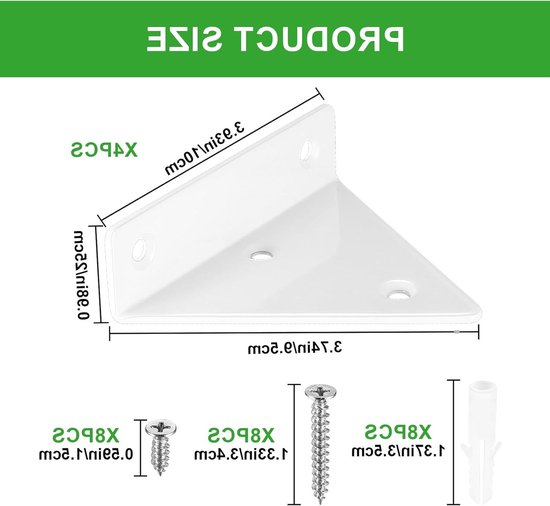 Set van 2 Zwevende Planksteunen, Onzichtbare Driehoekige Wandbeugels, Robuuste Metalen Wandhouders voor Planken, Boekenkasten en Decoratie, Inclusief Schroeven, Wit — afbeelding 5