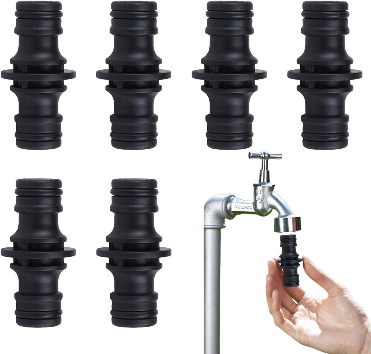 6 Pcs Tuinslangconnectoren - Tuinslang Connector voor Gardena Coupler - Dubbelzijdige Slang Fitting - Slang Adapter - Verlengstuk Koppeling voor Tuin