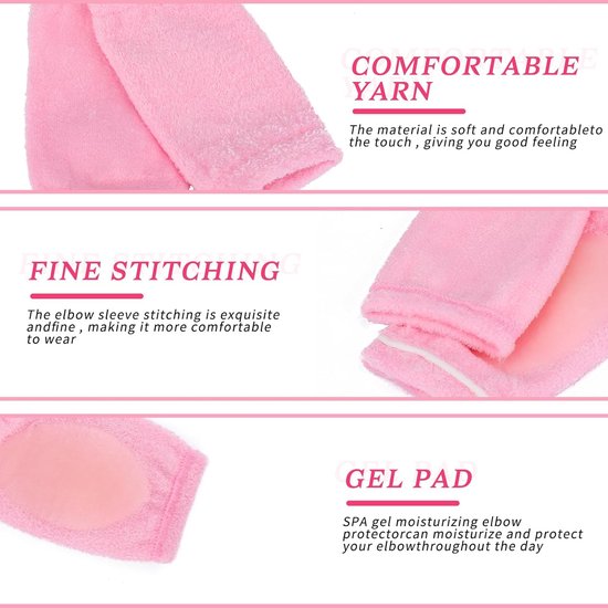 2 Paar - Hydraterende ellebooghoes - Gel-ellebooghoes - Elleboog brace - Elleboogbeschermers - Elastische brace - Elleboog sleeve - Gelpad - Hielbeschermers - Elleboog bescherming - Voor Tennis, Fitness - Voor SPA-verzorging van droge, gebarsten huid — afbeelding 4