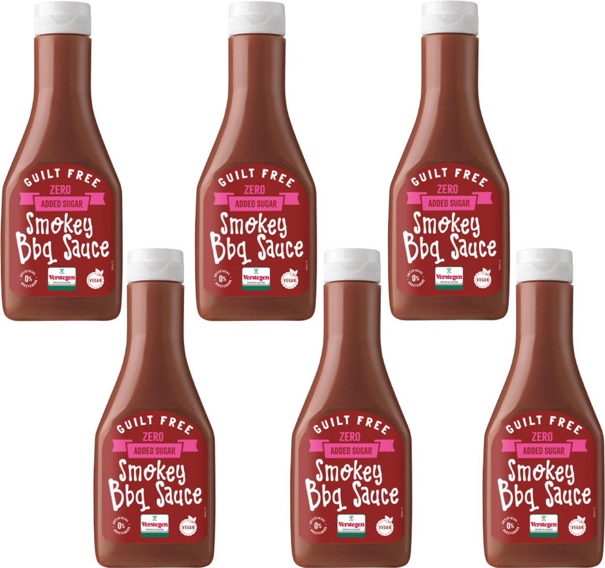 Verstegen - Guilt Free - Smokey BBQ saus - Fles - 6 stuks - Sauzen - 1710ml