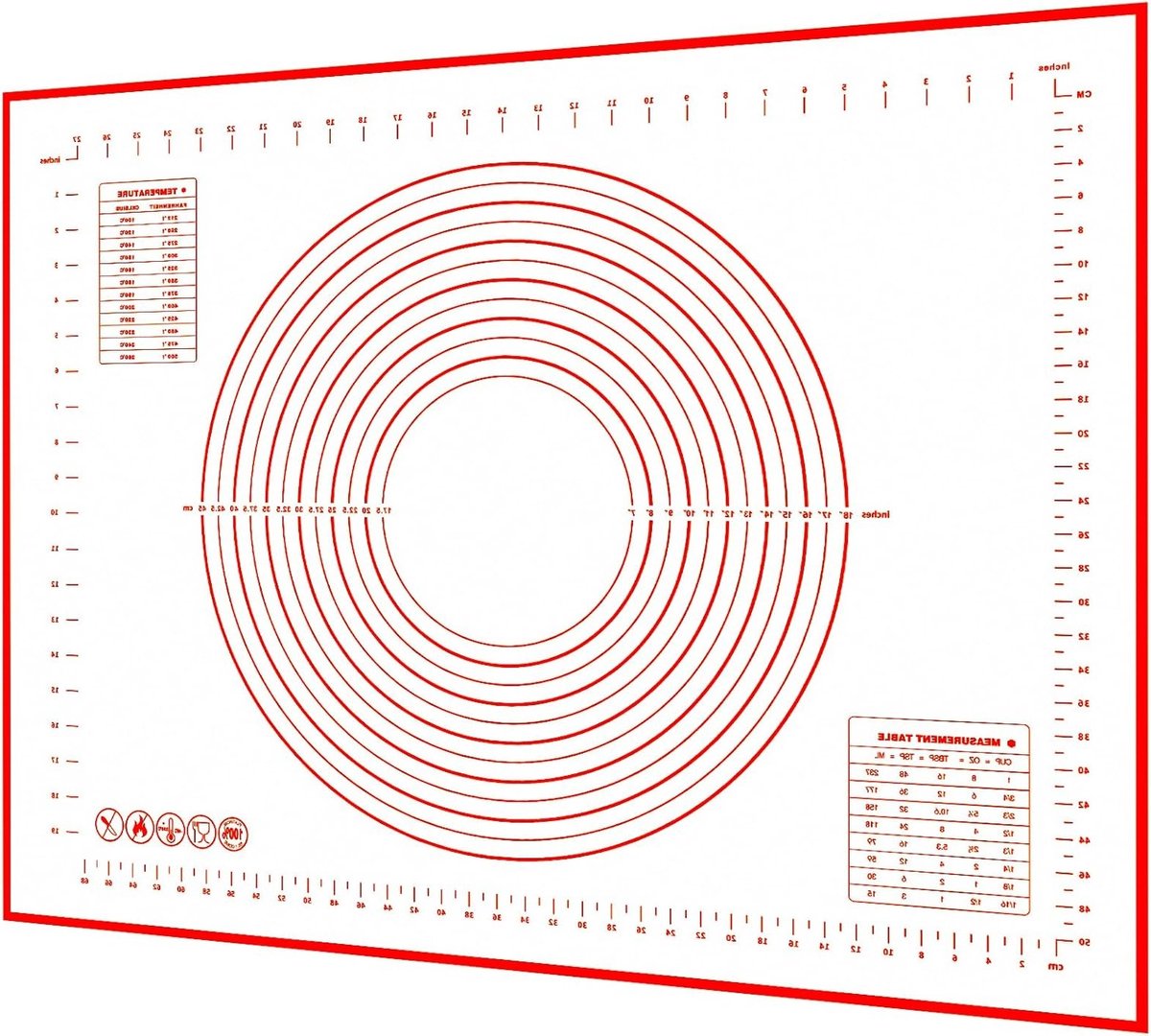 Grote Silicone Bakmat 80 x 60 cm met Metingen voor Fondant, Deeg en Pizza Bakken