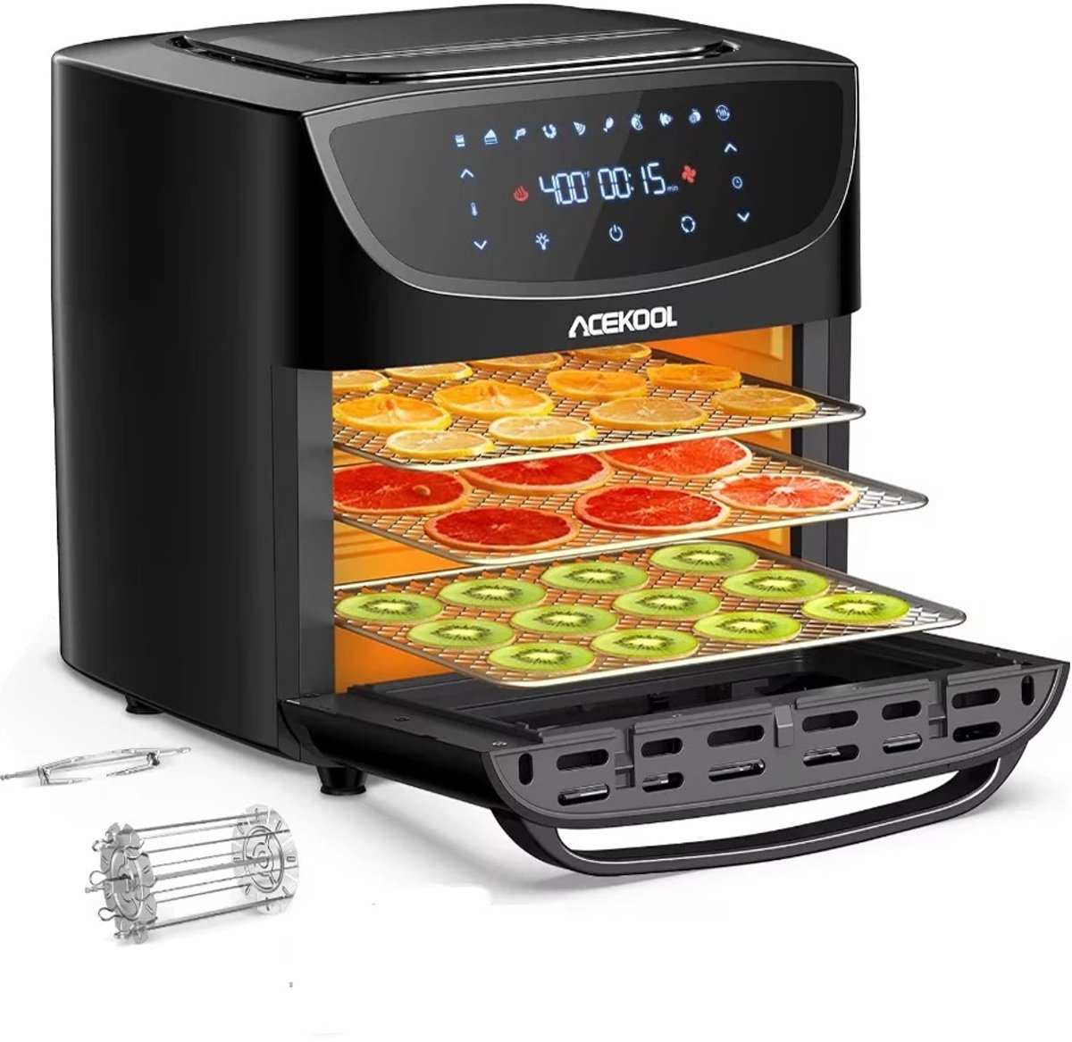 DIMICO - Airfryer 18L - 10 in 1 Heteluchtfriteuse met Touchscreen - 1800W XL Air Fryer Broodrooster - Digitale Convectie Oven - Bakken en Grillen