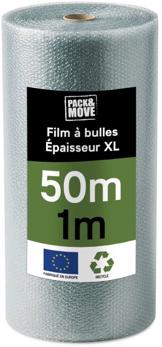 Pack And Move - Gerecyclede Noppenfolie - 1 x 50 M - Verhuizing, Verzending En Bescherming - Kwaliteitsfolie - 70% gerecycled