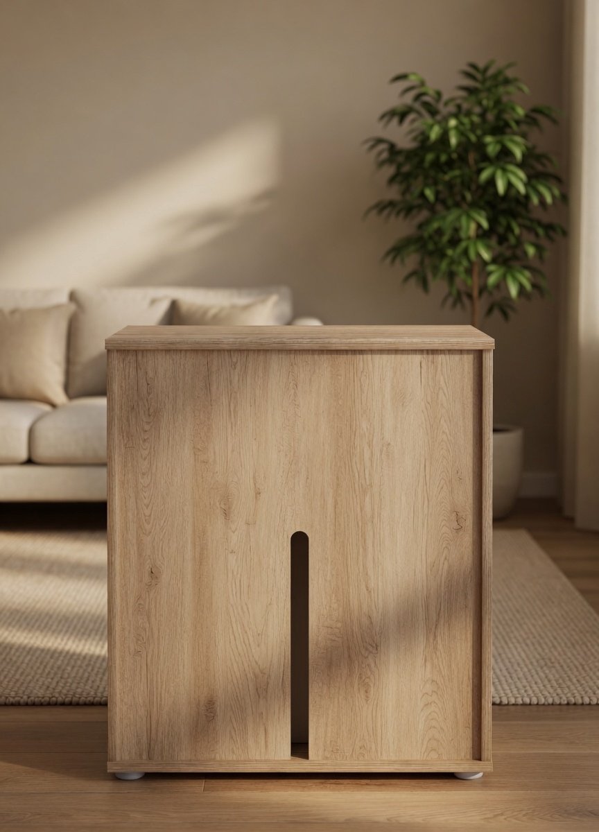 Commode sideboard kast Tommy in Sonoma eiken/wit, dressoir met 1 lade en 2 deuren-Mobili Bella
