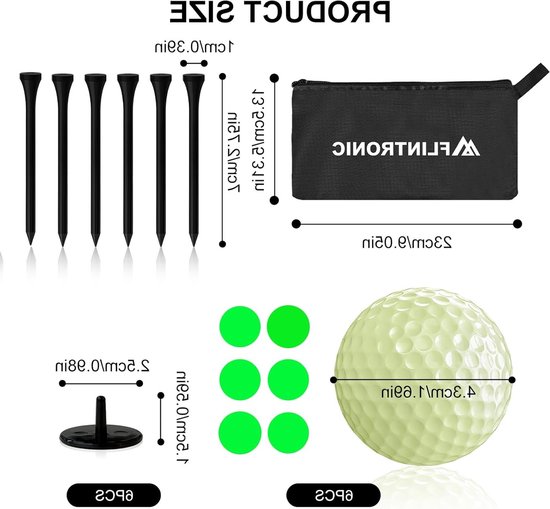 Glanzende golfballen set van 6 stuks voor nachtelijk golfen, lichtgevende sportaccessoires van Merkloos — afbeelding 5