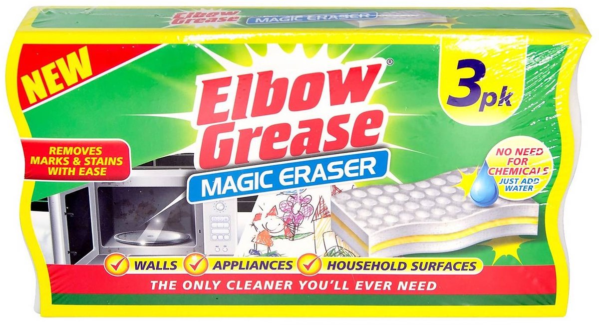 ELBOW GREASE 3PK - Schoonmaak Spons - Voor vele oppervlakken, moeilijk vlekken en vuil