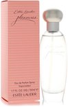Estée Lauder Pleasures Eau de Parfum spray 50 ml, in een perzikkleurige doos met horizontale strepen.