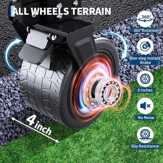 Heavy-Duty Opvouwbare Bolderkar Zwart - Draagkracht 215 kg / 280 Liter - Bolderwagen met All-Terrain Wielen, Remmen & Bagagespin - Strandkar & Kamperen - Groen — afbeelding 3