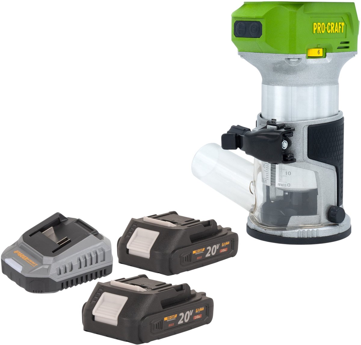 Procraft POB24bb accu multifunctionele frees 20 V 6 / 8 mm borstelloos + 2x accu 2,0 Ah + oplader