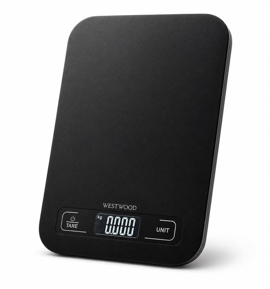 Westwood® Keukenweegschaal Digitaal - Weegschaal Keuken - Precisie Weegschaal - Keuken Weegschaal - Weegschaalkeuken - 1 gram - 5 kg - Tarra functie - Incl. Batterijen