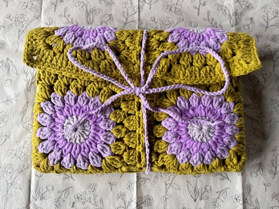 Boek hoes gehaakt Groen/Paars/Wit - gehaakte book cover voor boek en e-reader — afbeelding 3