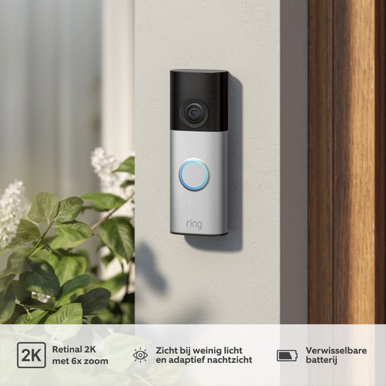 Ring Battery Video Doorbell Plus (2nd Gen) met Chime (3rd Gen) - Nickel Silver van Merkloos — afbeelding 5