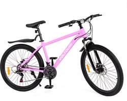 VOLTOURI Fiets 26 inch - 21 Versnellingen Shimano - Roze - Schijfremmen