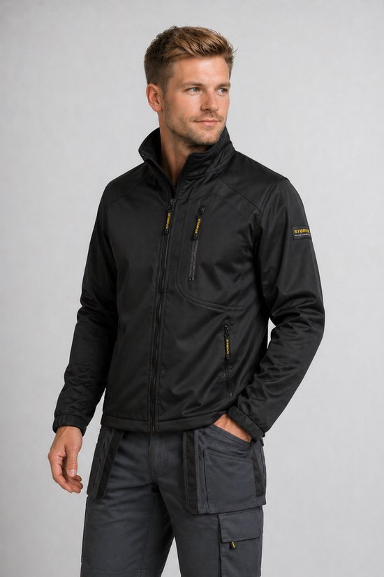 STØRVIK Softshell Work Jacket Windproof 4 seasons Men Black - Taille XL - ZEUS