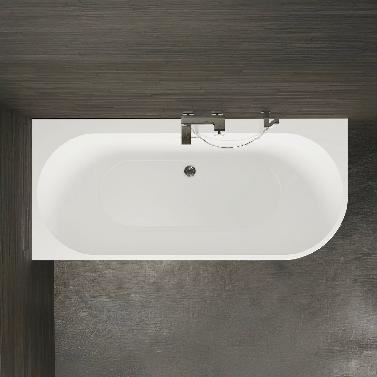 SPALINA - Vrijstaand bad - Capri 170 gauche noire, 170 x76 x58 cm, Zwart