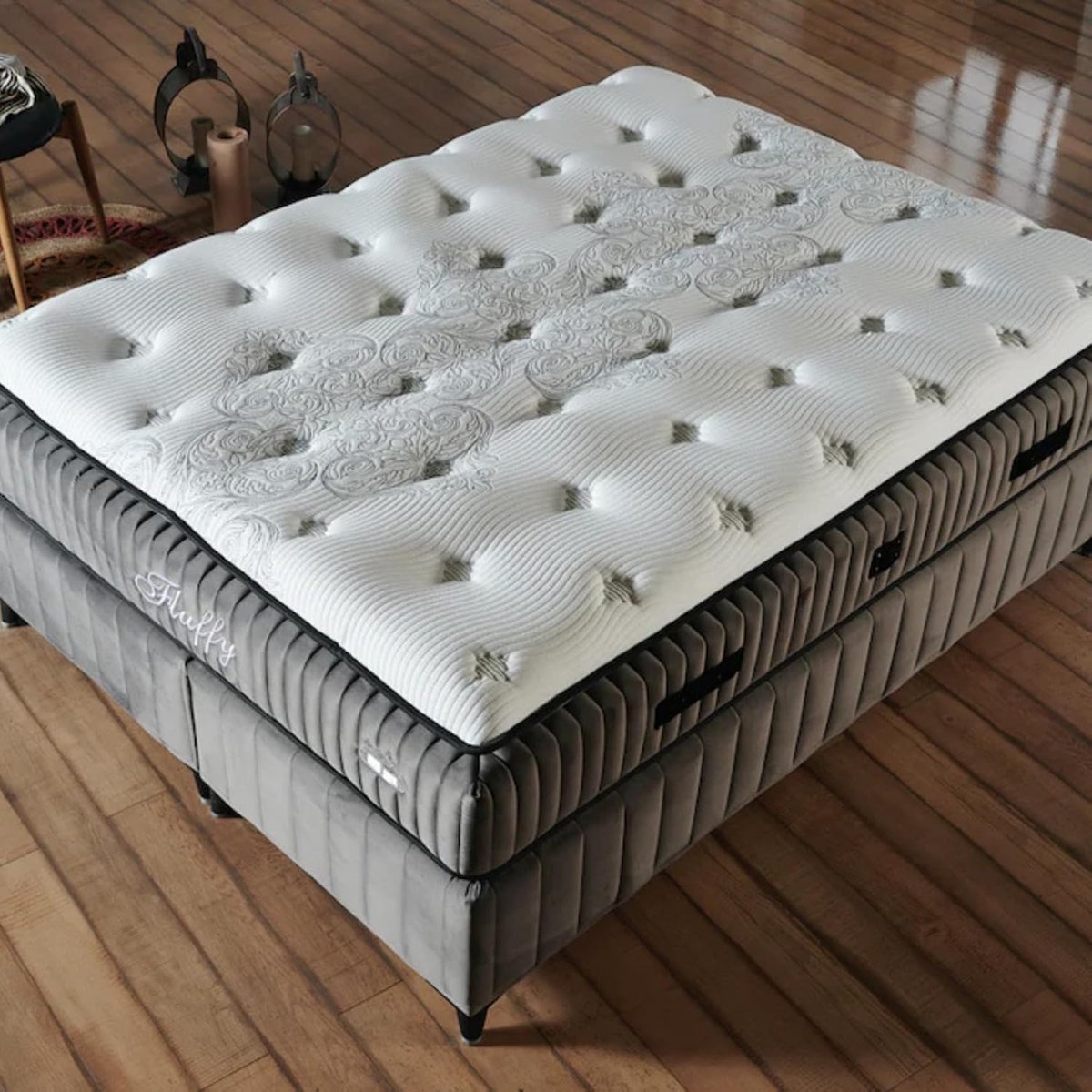 Boxspringbed 160x200 cm met Opbergruimte en 7-Zone Pocketvering Matras – Fluffy Comfort Orthopedisch Bed met Topper, Ademend & Allergievrij in Velvet Grijs – HomebyNicole