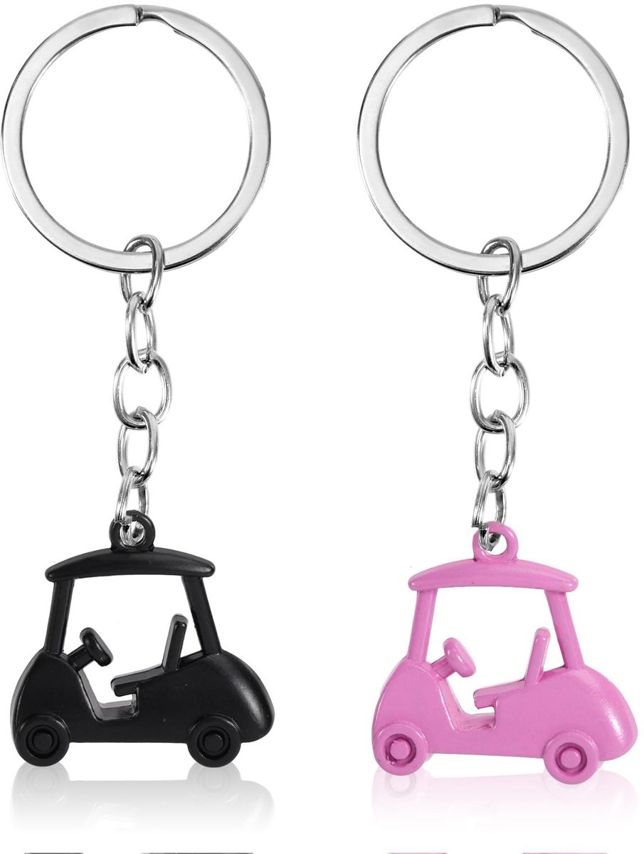 Allecto - Golf Cart Sleutelhangers - 2x Stijlvolle Keychains - Perfect voor Golfliefhebbers - Zinc Alloy Sleutelhangers - Trendy en Duurzaam - Gesc...