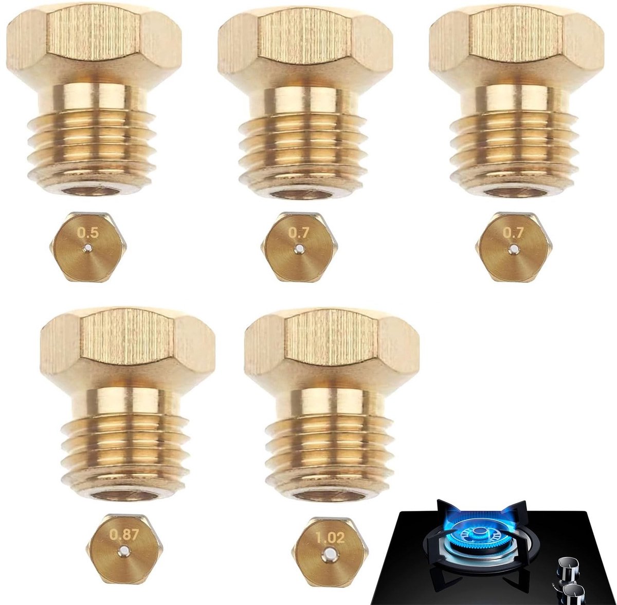 Allecto - Universele butaangassproeier - Gasinjector - Compleet assortiment - Set van 6 - Spuitfles - Geschikt voor branders