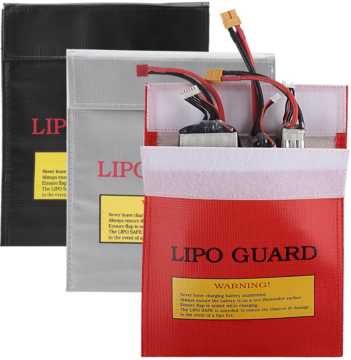 Allecto - Lipo Safe Bag - Vuurvaste documententas - Waterdicht en explosiebestendig - Rood, grijs, zwart - Accutas voor batterij - Geschikt voor li...